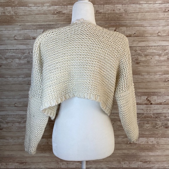 Emory Park Cream Silver Boxy Cropped Sweater OS - Picture 4 of 5